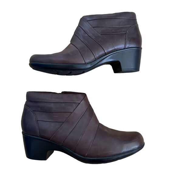 Clarks Collection Brown Leather Zip Ankle Boots Style 26104775 Womens Size 9 - Picture 4 of 7